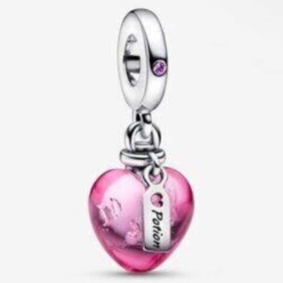 Pandora Authentic Pandora Love Potion Murano Glass Heart Dangle Charm - Picture 2 of 3